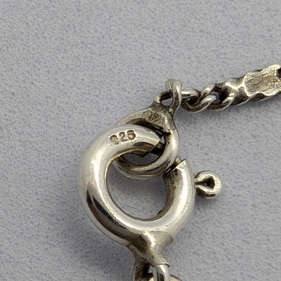 Silver Necklace with Blue Topaz Tear Drop Stones And Marcasite - Picture 8 of 12